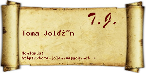 Toma Jolán névjegykártya